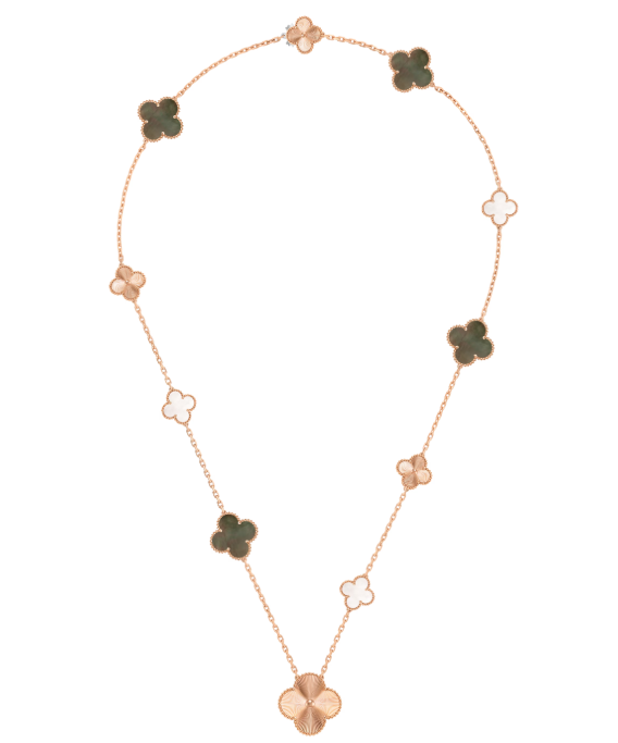 [⭐⭐JeweliWhal]DETACHABLE CLOVER 15(11+4) FLOWER SILVER NECKLACE SET