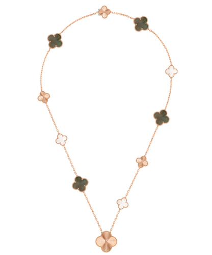 [⭐⭐JeweliWhal]DETACHABLE CLOVER 15(11+4) FLOWER SILVER NECKLACE SET