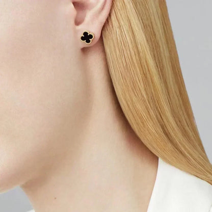 [⭐⭐JeweliWhal]CLOVER MINI 9.5MM BLACK MOP EARRINGS