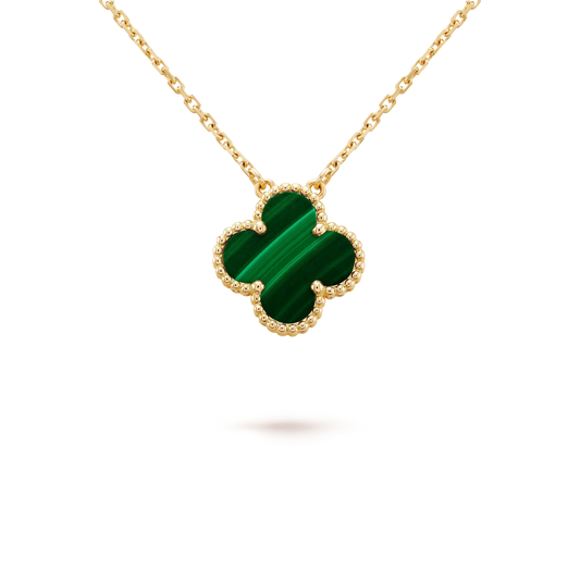 [⭐⭐JeweliWhal]CLOVER 15MM MALACHITE SINGLE FLOWER NECKLACE