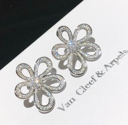 [⭐⭐JeweliWhal]FLOWERLACE EARRINGS FULL DIAMONDS