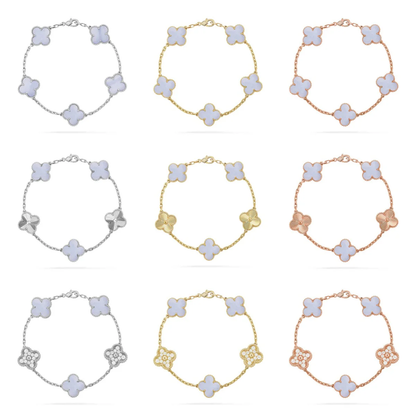 [⭐⭐JeweliWhal] CLOVER 5 MOTIF PURPLE CHALCEDONY BRACELET COLLECTION