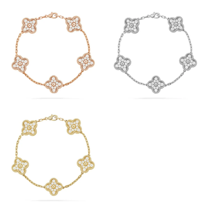 [⭐⭐JeweliWhal] CLOVER 5 MOTIF FULL DIAMOND BRACELET COLLECTION