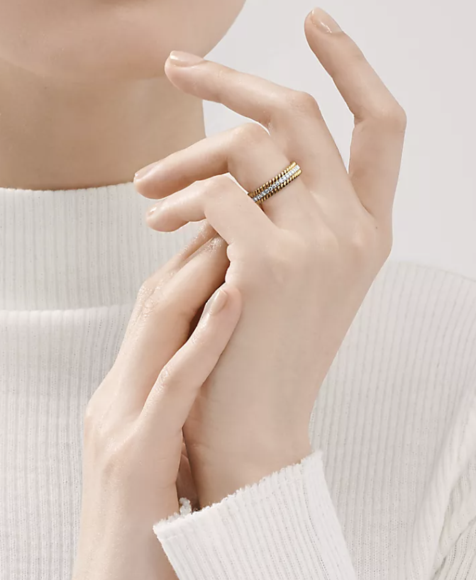 [⭐JeweliWhal]ROPE TWO-ROW GOLD DIAMOND RING