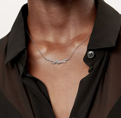 [⭐JeweliWhal]KNOT PENDANT SILVER DIAMOND NECKLACE