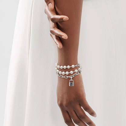 [⭐JeweliWhal]PEARL LOCK SILVER BRACELET