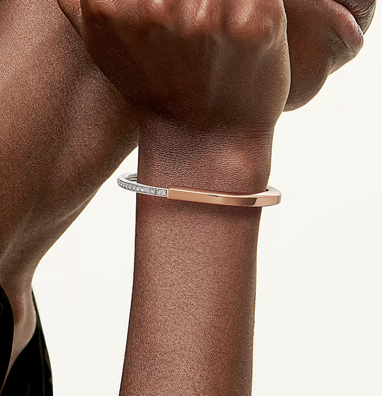 [⭐JeweliWhal]LOCK BRACELET ROSE AND WHITE GOLD DIAMOND