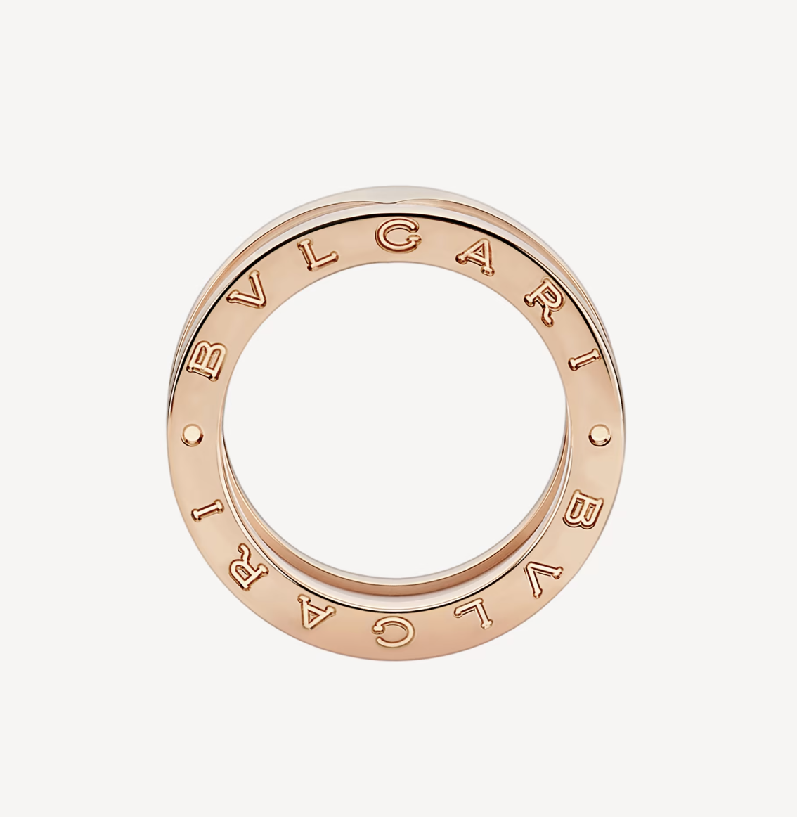 [⭐⭐JeweliWhal]ZERO 1 TWO-BAND LOOPS AND WHITE CERAMIC SPIRAL PINK GOLD RING