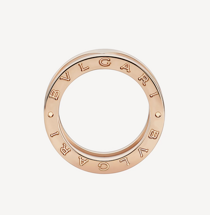 [⭐⭐JeweliWhal]ZERO 1 TWO-BAND LOOPS AND WHITE CERAMIC SPIRAL PINK GOLD RING