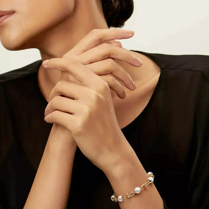 [⭐JeweliWhal]LINK BRACELET GOLD WITH FRESHWATER PEARLS