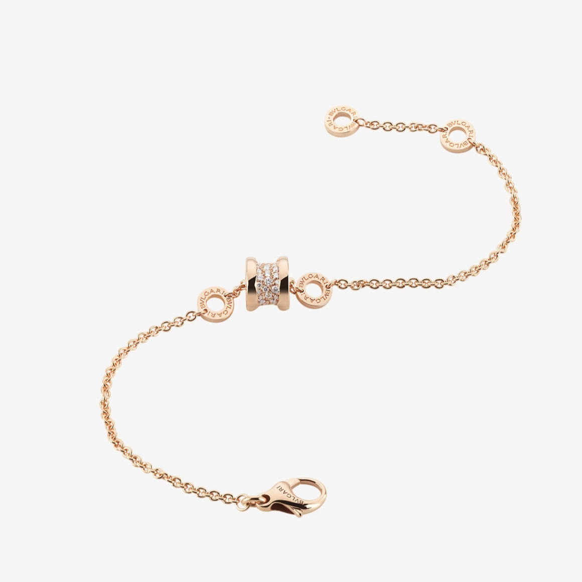 [⭐⭐JeweliWhal]ZERO 1 SOFT PINK GOLD WITH PAVED DIAMONDS ON THE SPIRAL BRACELET