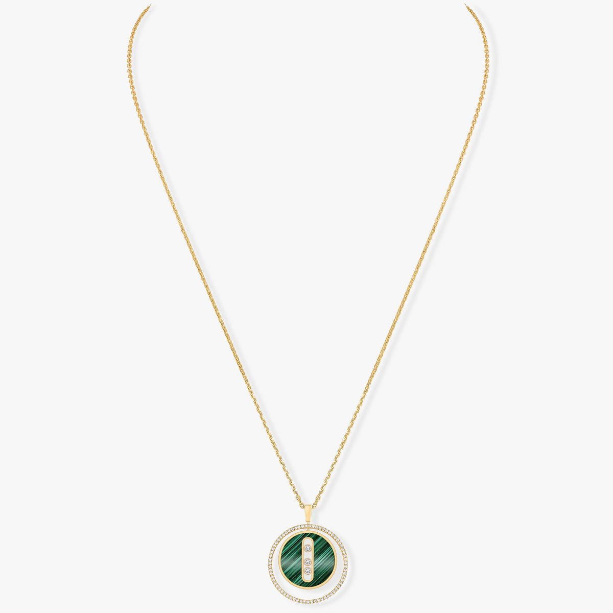 [⭐⭐JeweliWhal]Demo MOVE 3 DIAMOND MALACHITE GOLD DIAMOND NECKLACE