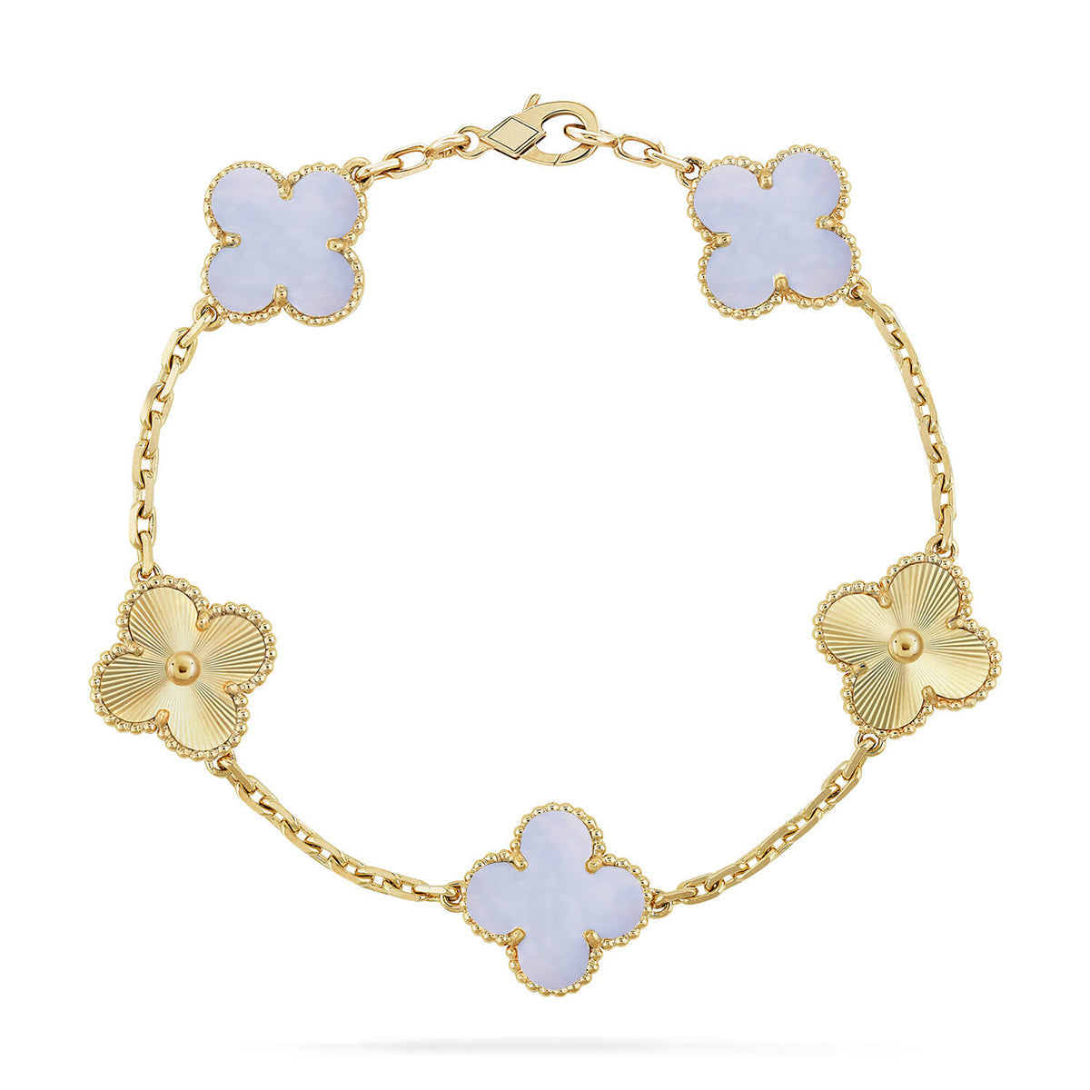 [⭐⭐JeweliWhal] CLOVER 5 MOTIF PURPLE CHALCEDONY BRACELET COLLECTION