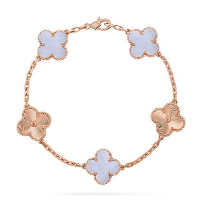 [⭐⭐JeweliWhal] CLOVER 5 MOTIF PURPLE CHALCEDONY BRACELET COLLECTION