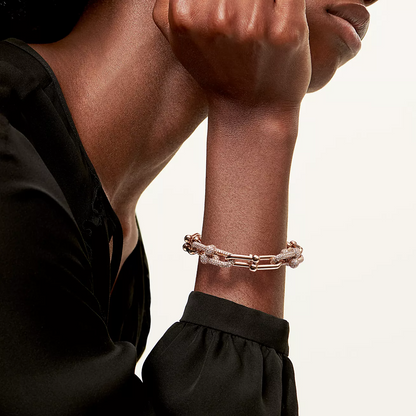 [⭐JeweliWhal]HARDWEAR LARGE LINK PINK GOLD PAVED DIAMOND BRACELET