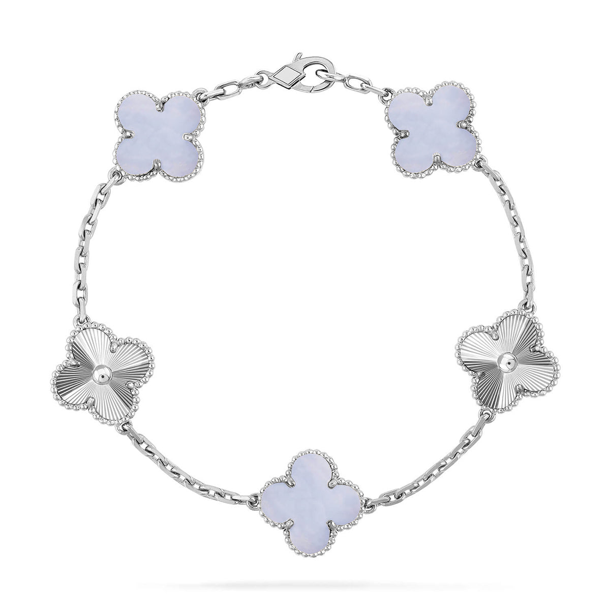 [⭐⭐JeweliWhal] CLOVER 5 MOTIF PURPLE CHALCEDONY BRACELET COLLECTION