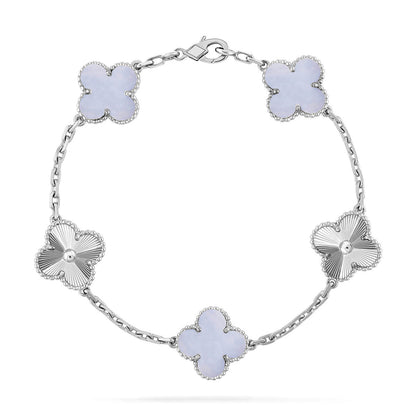 [⭐⭐JeweliWhal] CLOVER 5 MOTIF PURPLE CHALCEDONY BRACELET COLLECTION