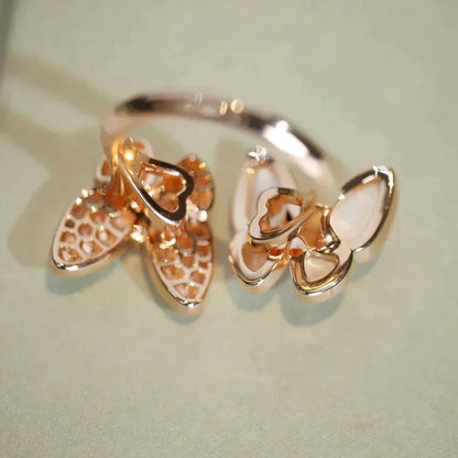 [⭐⭐JeweliWhal]TWIN BUTTERFLY DIAMOND MOP RING