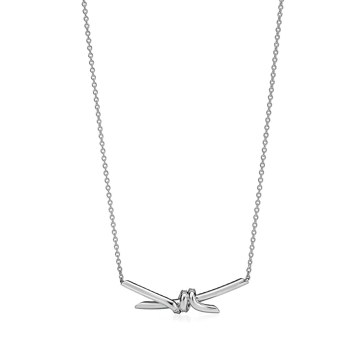 [⭐JeweliWhal]KNOT PENDANT SILVER DIAMOND NECKLACE