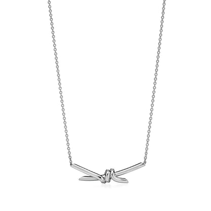 [⭐JeweliWhal]KNOT PENDANT SILVER DIAMOND NECKLACE