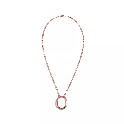 [⭐JeweliWhal]LOCK MEDIUM PENDANT PINK DIAMOND PINK GOLD NECKLACE