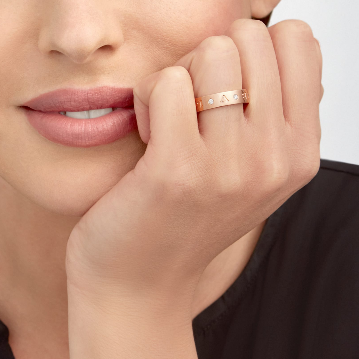 [⭐⭐JeweliWhal]ZERO 1 ESSENTIAL PINK GOLD BAND WITH DIAMONDS RING