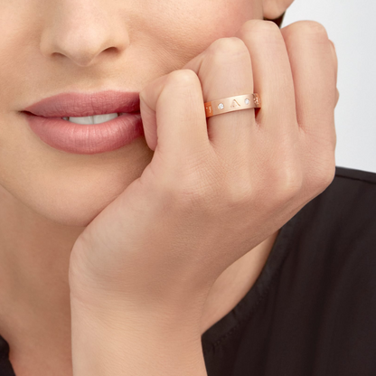 [⭐⭐JeweliWhal]ZERO 1 ESSENTIAL PINK GOLD BAND WITH DIAMONDS RING