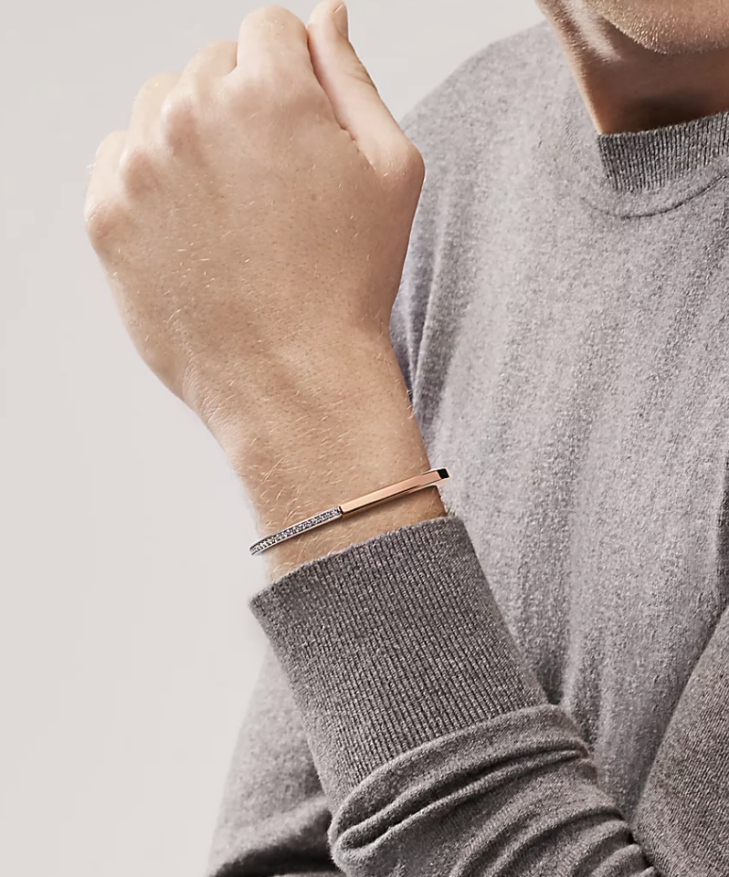 [⭐JeweliWhal]LOCK BRACELET ROSE AND WHITE GOLD DIAMOND