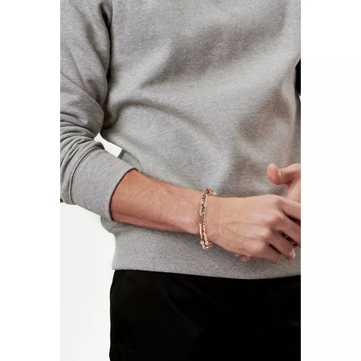 [⭐JeweliWhal]HARDWEAR LARGE LINK PINK GOLD PAVED DIAMOND BRACELET