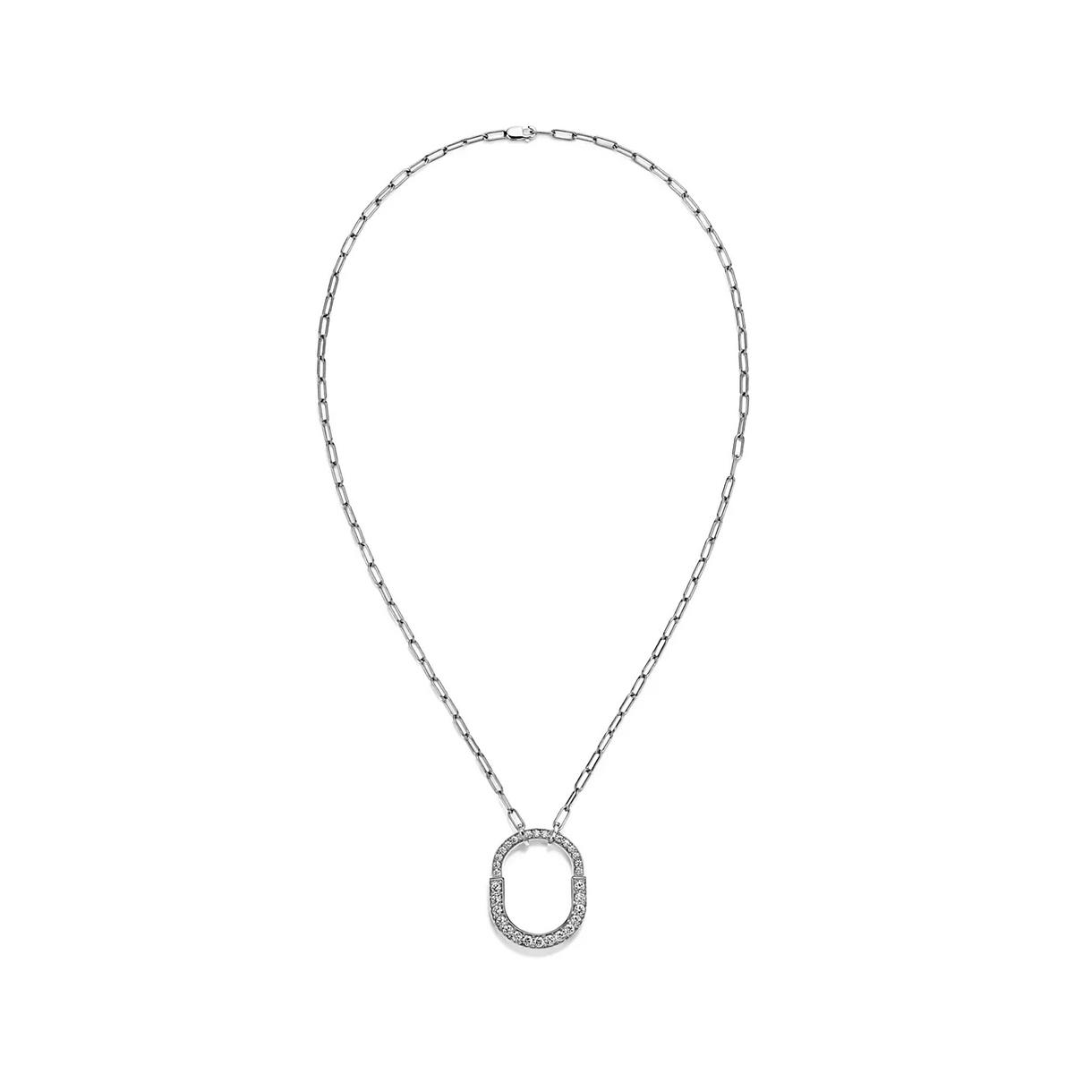 [⭐JeweliWhal]LOCK NECKLACE MEDIUM PENDANT SILVER PAVED DIAMONDS
