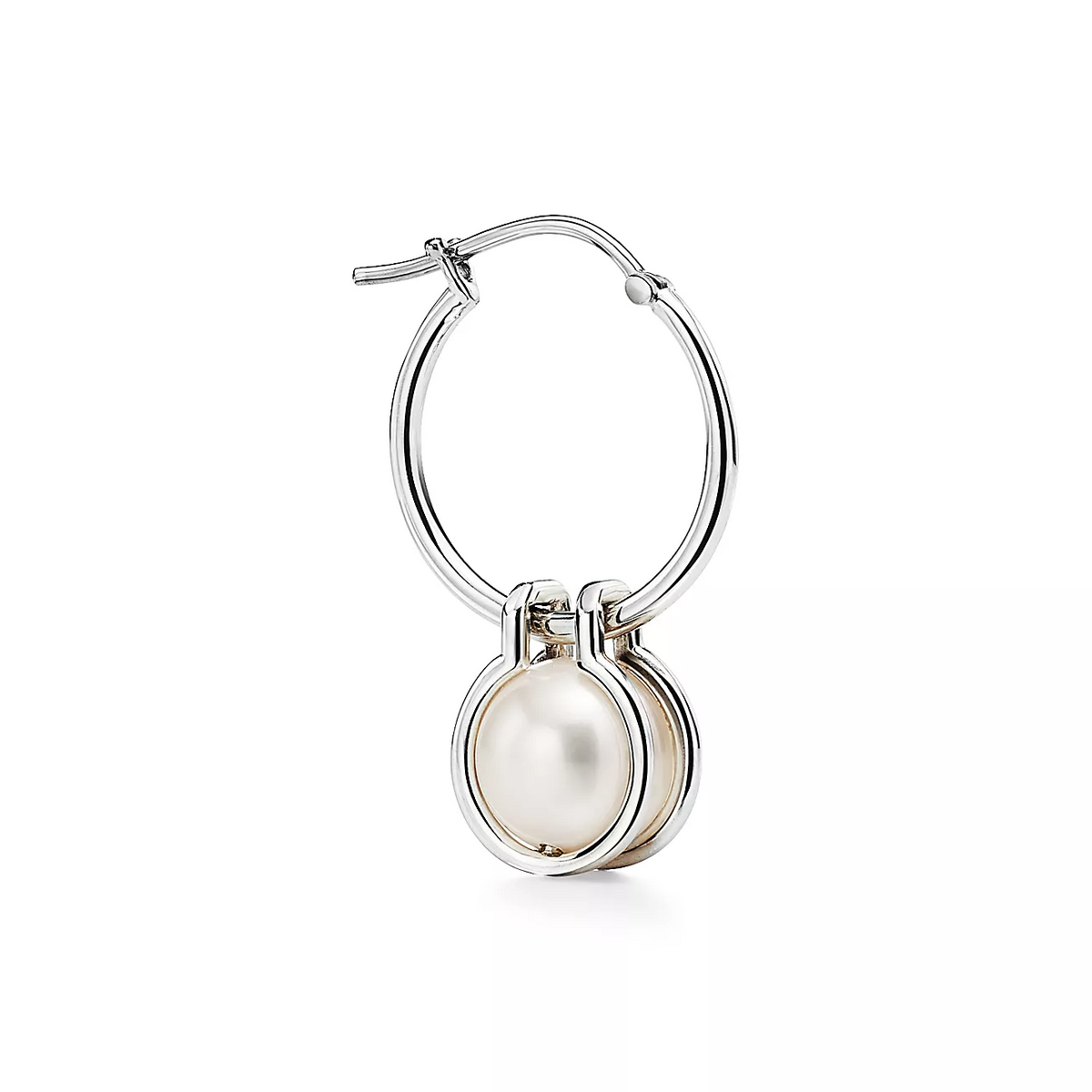 [⭐JeweliWhal]PEARL HOOP SILVER EARRINGS