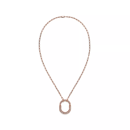 [⭐JeweliWhal]LOCK NECKLACE MEDIUM PENDANT PINK GOLD PAVED DIAMONDS