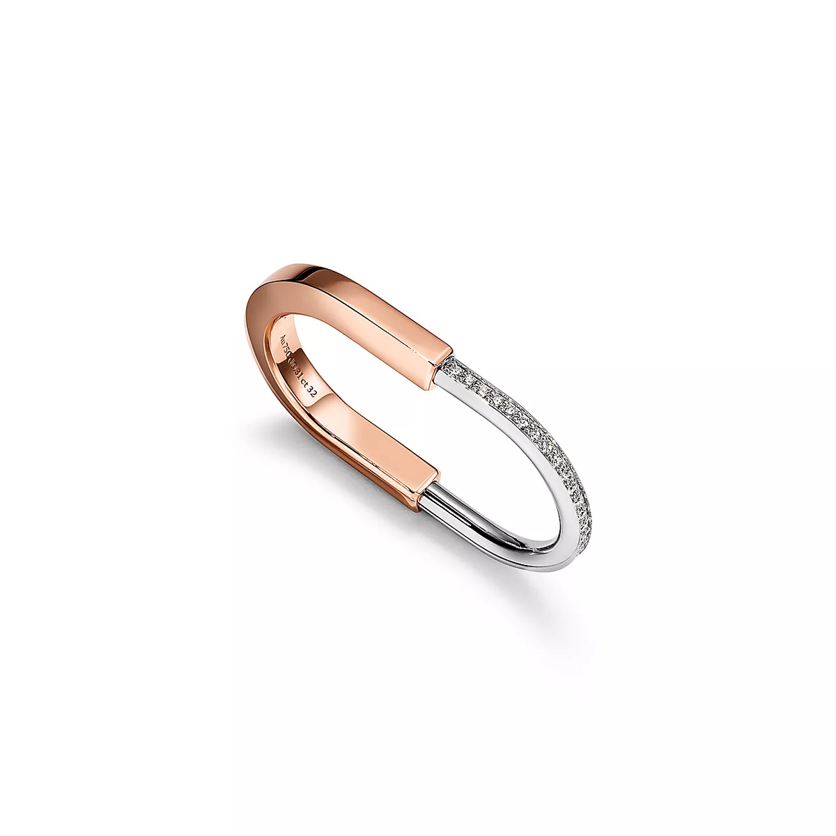 [⭐JeweliWhal]LOCK RING TOW-FINGER ROSE AND WHITE GOLD DIAMONDS