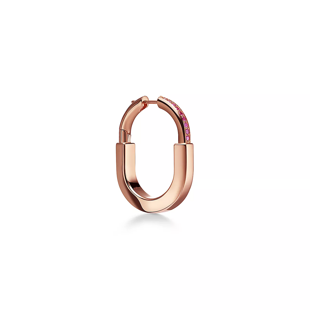 [⭐JeweliWhal]LOCK MEDIUM PINK DIAMOND PINK GOLD EARRINGS