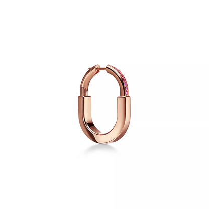 [⭐JeweliWhal]LOCK MEDIUM PINK DIAMOND PINK GOLD EARRINGS