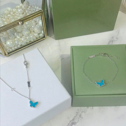 [⭐⭐JeweliWhal]BUTTERFLY TURQUOISE BUTTERFLY BRACELET SILVER