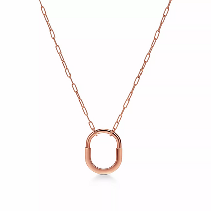 [⭐JeweliWhal]LOCK MEDIUM PENDANT PINK DIAMOND PINK GOLD NECKLACE
