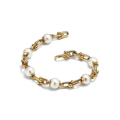 [⭐JeweliWhal]LINK BRACELET GOLD WITH FRESHWATER PEARLS
