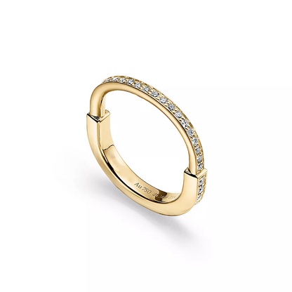 [⭐JeweliWhal]LOCK RING GOLD DIAMOND PAVED