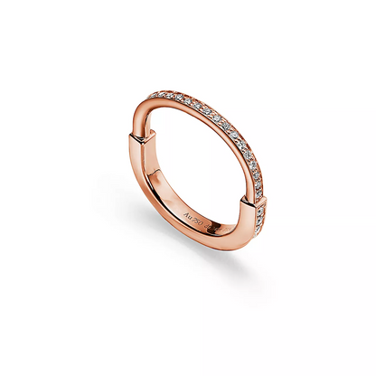 [⭐JeweliWhal]LOCK RING PINK GOLD DIAMOND PAVED
