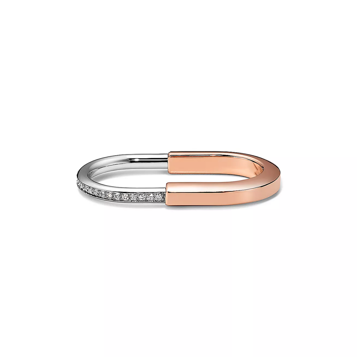 [⭐JeweliWhal]LOCK RING TOW-FINGER ROSE AND WHITE GOLD DIAMONDS