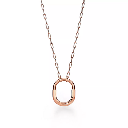 [⭐JeweliWhal]LOCK NECKLACE MEDIUM PENDANT PINK GOLD PAVED DIAMONDS