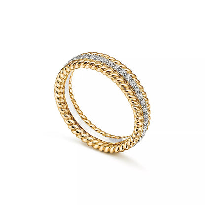 [⭐JeweliWhal]ROPE TWO-ROW GOLD DIAMOND RING