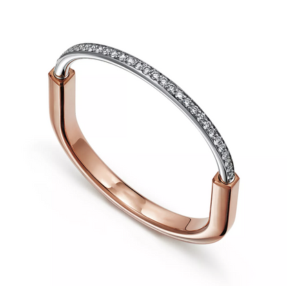 [⭐JeweliWhal]LOCK BRACELET ROSE AND WHITE GOLD DIAMOND