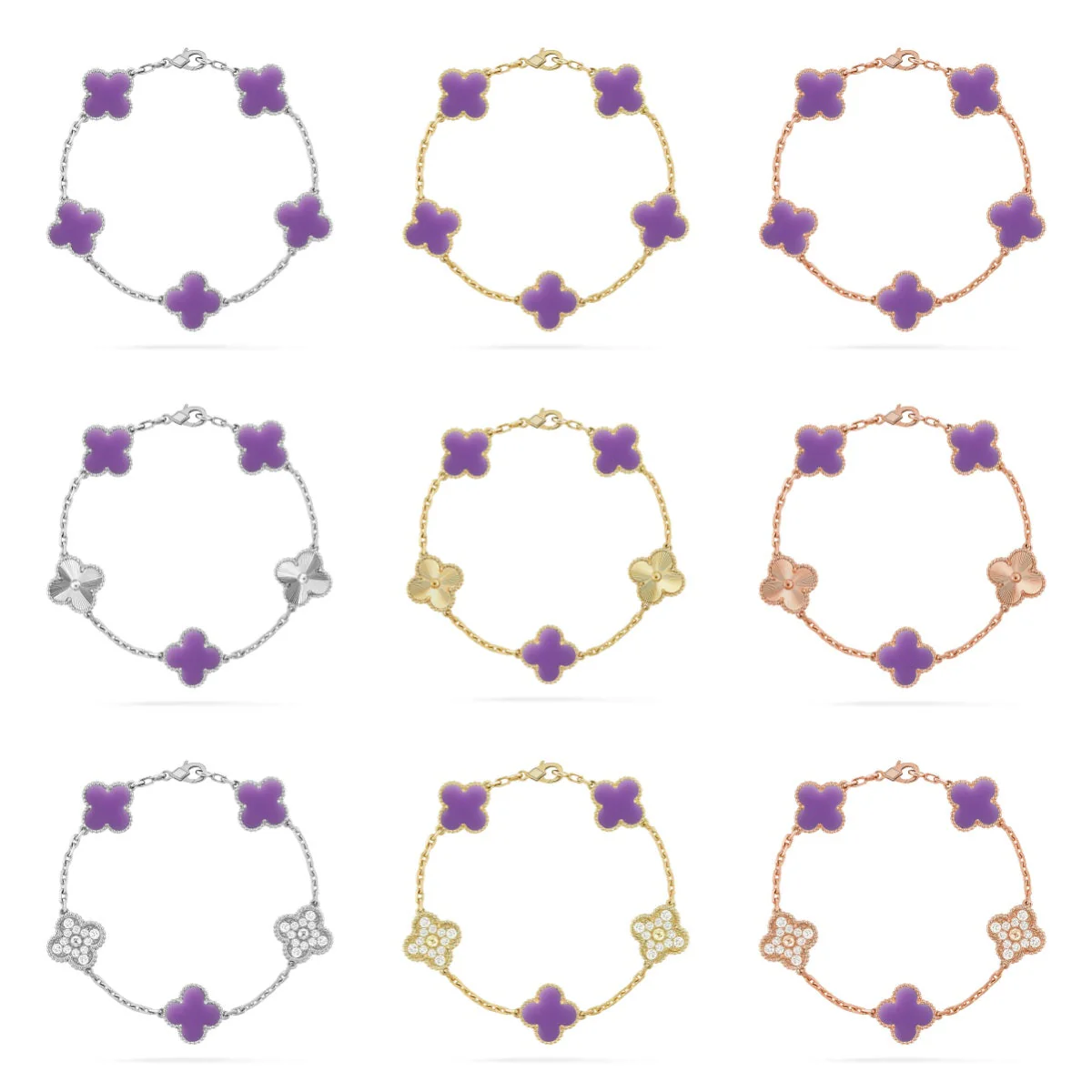 [⭐⭐JeweliWhal]CLOVER 5 MOTIF LIGHT PURPLE BRACELET COLLECTION