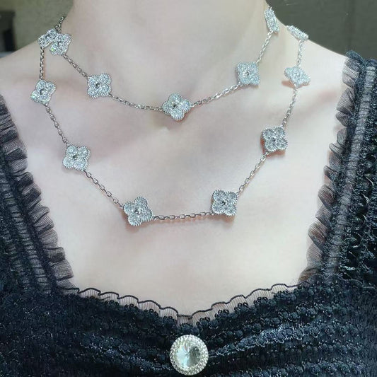 [⭐⭐JeweliWhal]CLOVER 20 MOTIFS FULL-DIAMOND NECKLACE