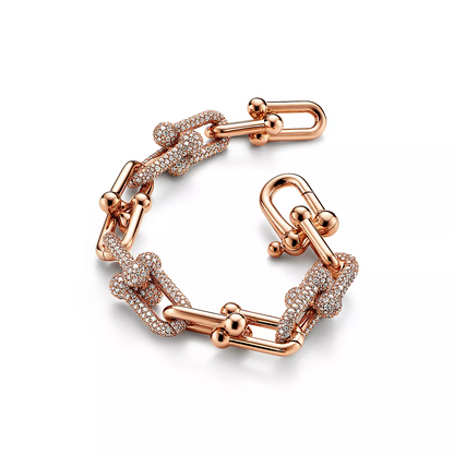 [⭐JeweliWhal]HARDWEAR LARGE LINK PINK GOLD PAVED DIAMOND BRACELET