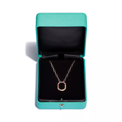 [⭐JeweliWhal]LOCK SMALL PENDANT PINK DIAMOND PINK GOLD NECKLACE