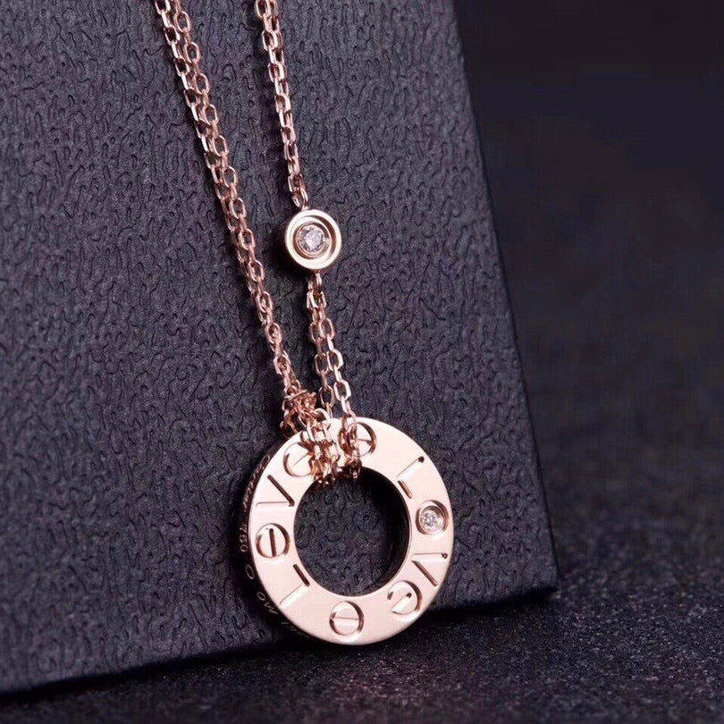 [⭐⭐JeweliWhal]ラブネックレス 16MM ダイヤモンド2石