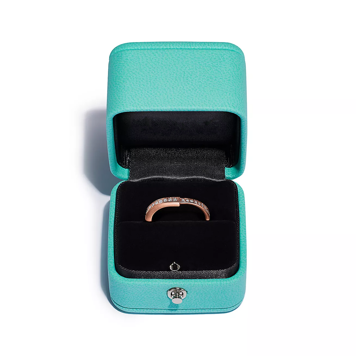 [⭐JeweliWhal]LOCK RING PINK GOLD DIAMOND PAVED